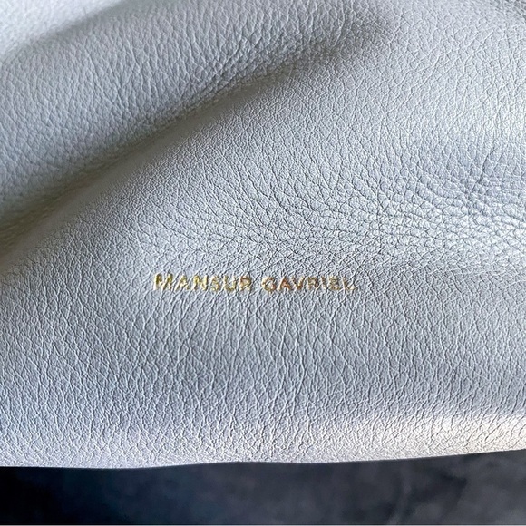 Mansur Gavriel Bag Mini Bloom Tumbled Leather Pouch Crossbody Stone NWOT - Picture 6 of 10